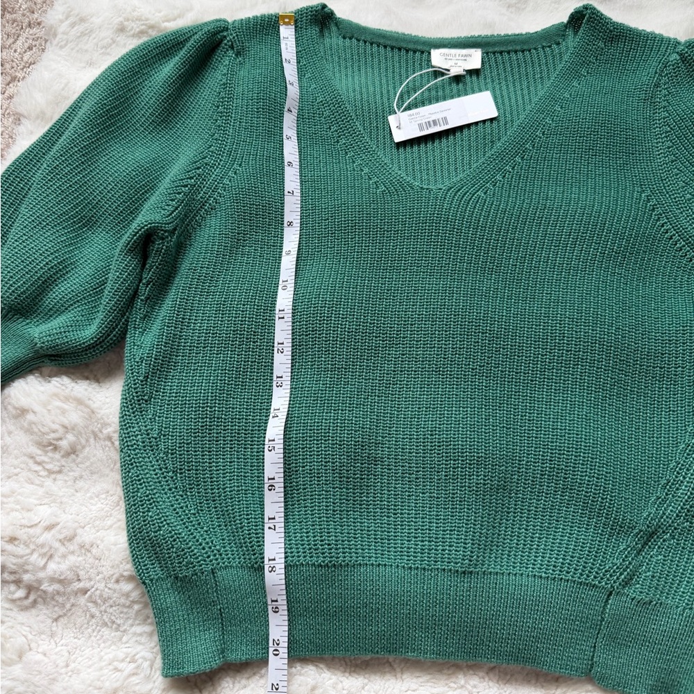 Gentle Fawn Phoebe Spring Green Feminine Soft V-Neck Sweater - Picture 10 of 11